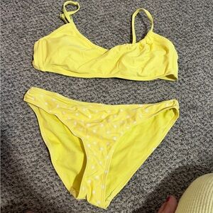 Yellow Bikini Set with Polka Dots